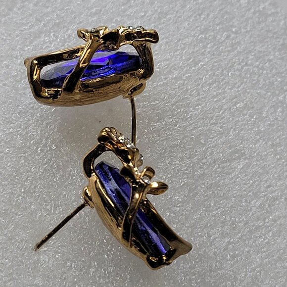 Oval Blue Fashion Crystal Faceted Earring - Picture 6 of 15